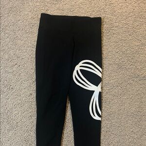 TNA Black Leggings with White Bow Design